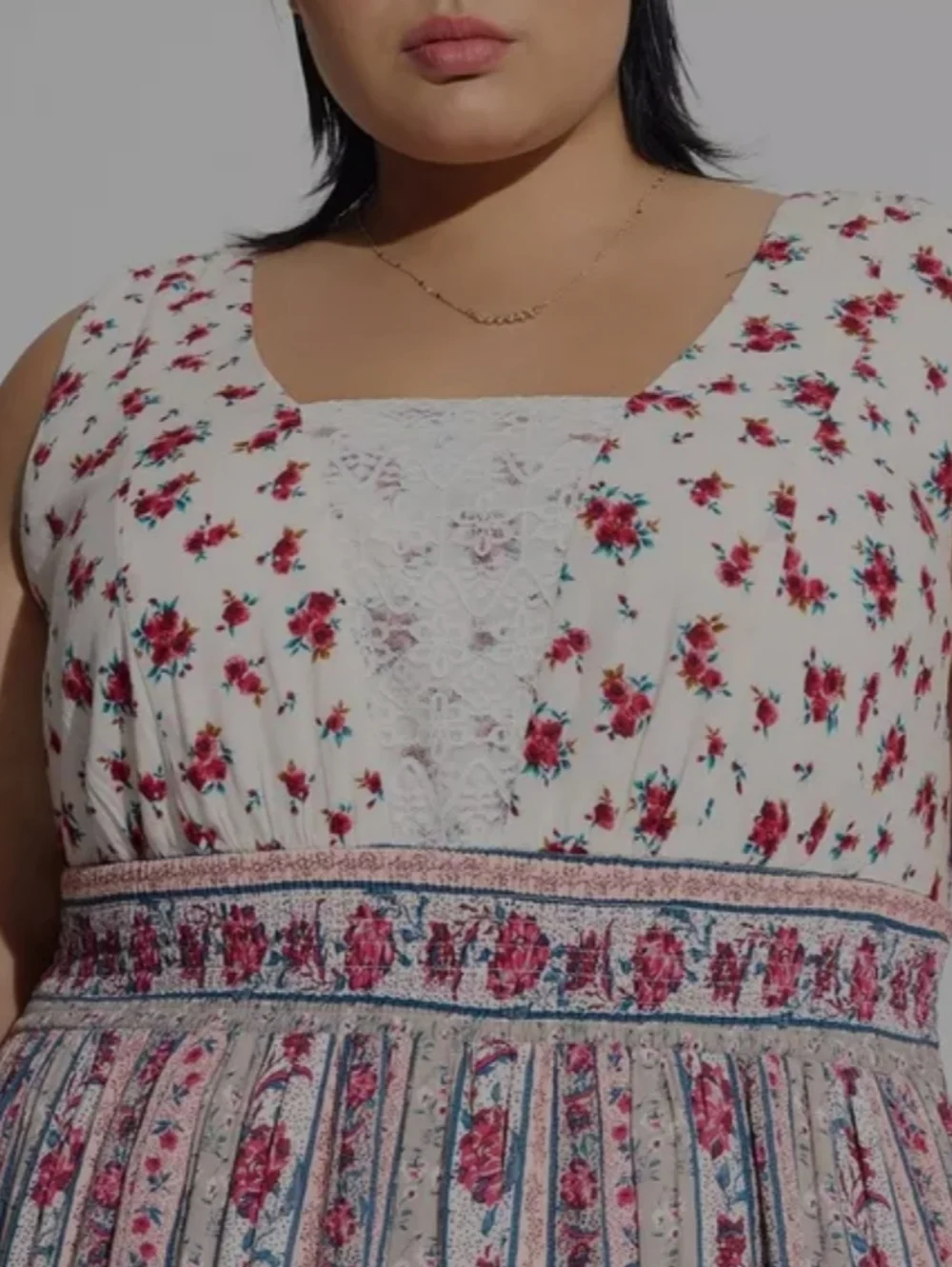 Torrid Maxi Gauze Lace Inset Hi Low Cottagecore Tank Dress - Picture 3 of 9